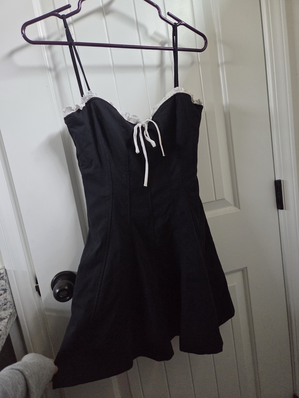 Zara Lace-Trim A-Line Mini Dress with White Bow